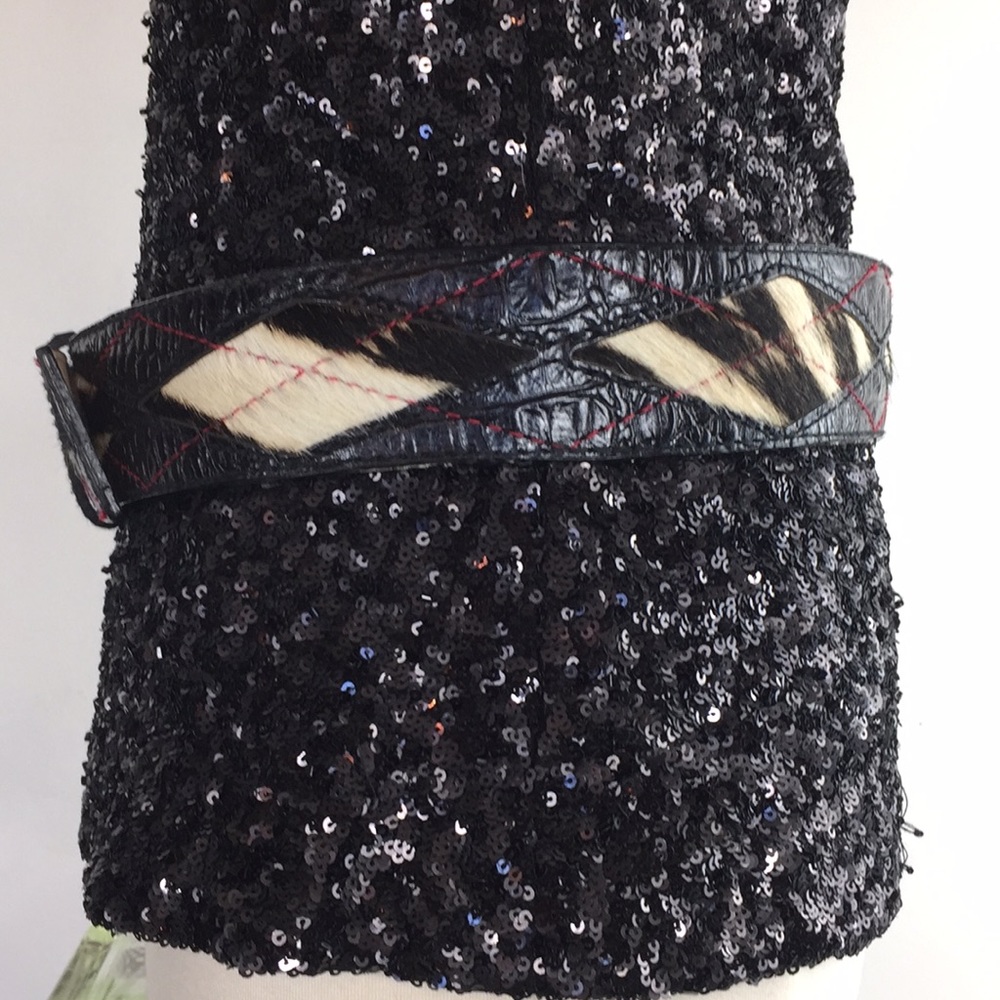 Michael Kors Small Black Argyle Pony Hair belt - Picture 4 of 8